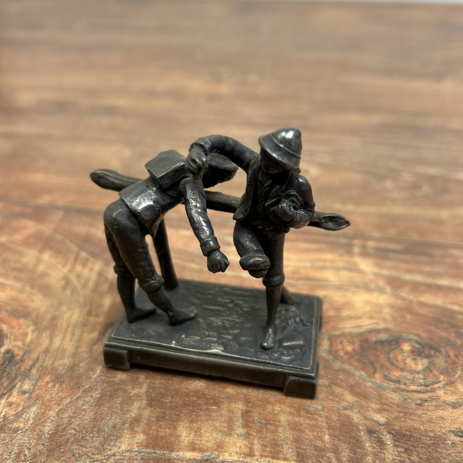 Antique C. 1900 German WMF Group Figure 2 Smoking Bavarian Children Laughing