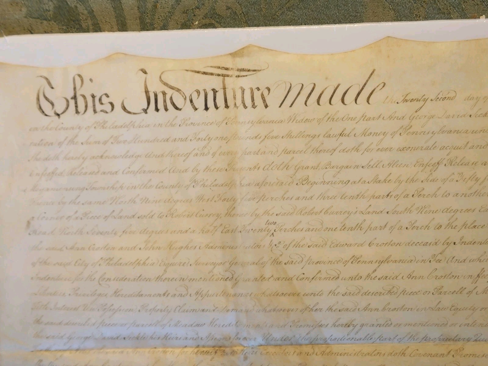 1769 Philadelphia Indenture Ann Croston Victualler British Took House Rare