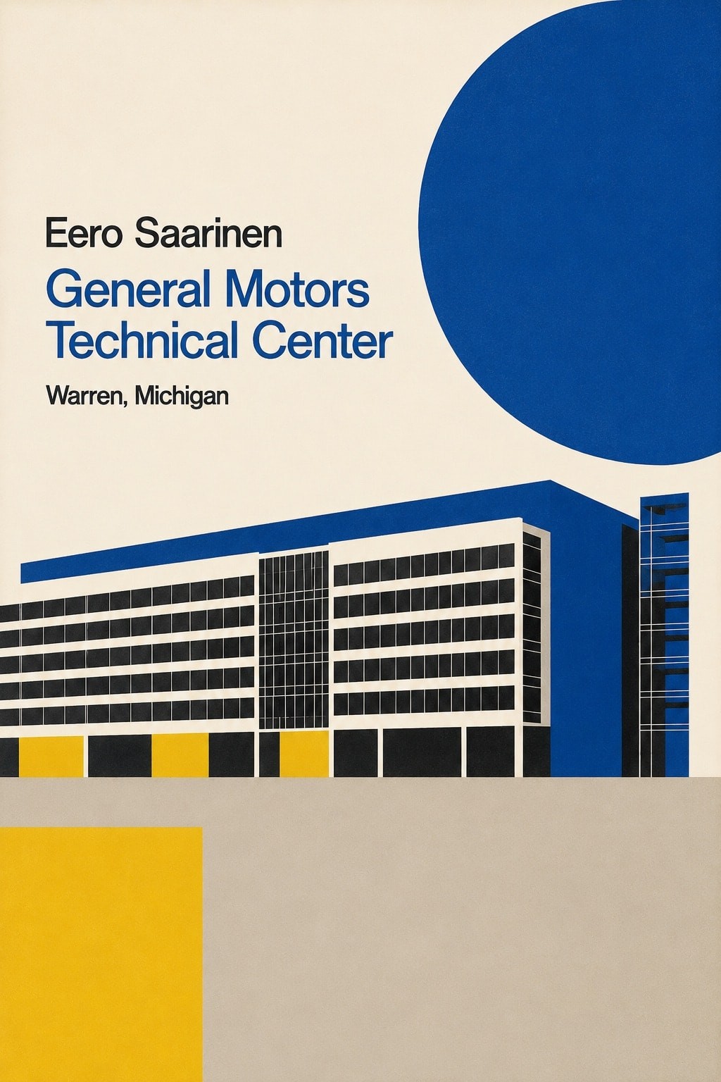 Eero Saarinen Architecture Poster - General Motors Tech Center 2x3 Reprint Eero Saarinen Architecture Poster - General Motors Tech Center 2x3 Reprint