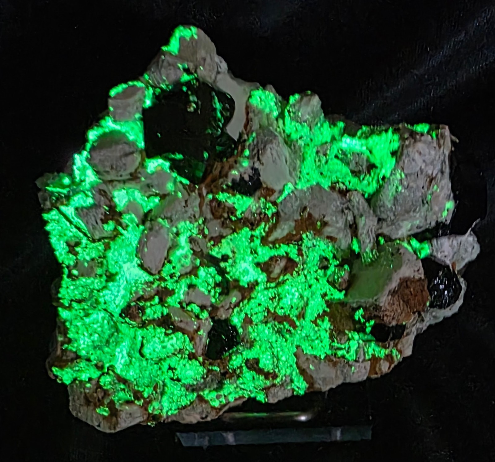 🔥 UV REACTIVE HYALITE OPAL + BLACK SCHORL TOURMALINE — ERONGO, NAMIBIA 🔥