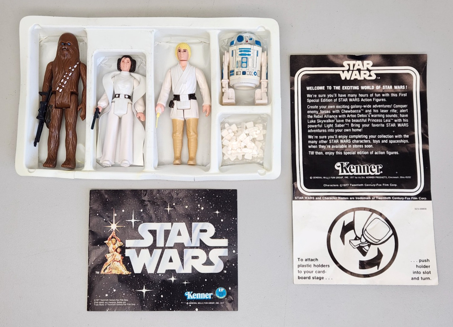 Kenner Star Wars Early Bird 1977 Figure Set Luke Leia Chewbacca R2-D2, No Box