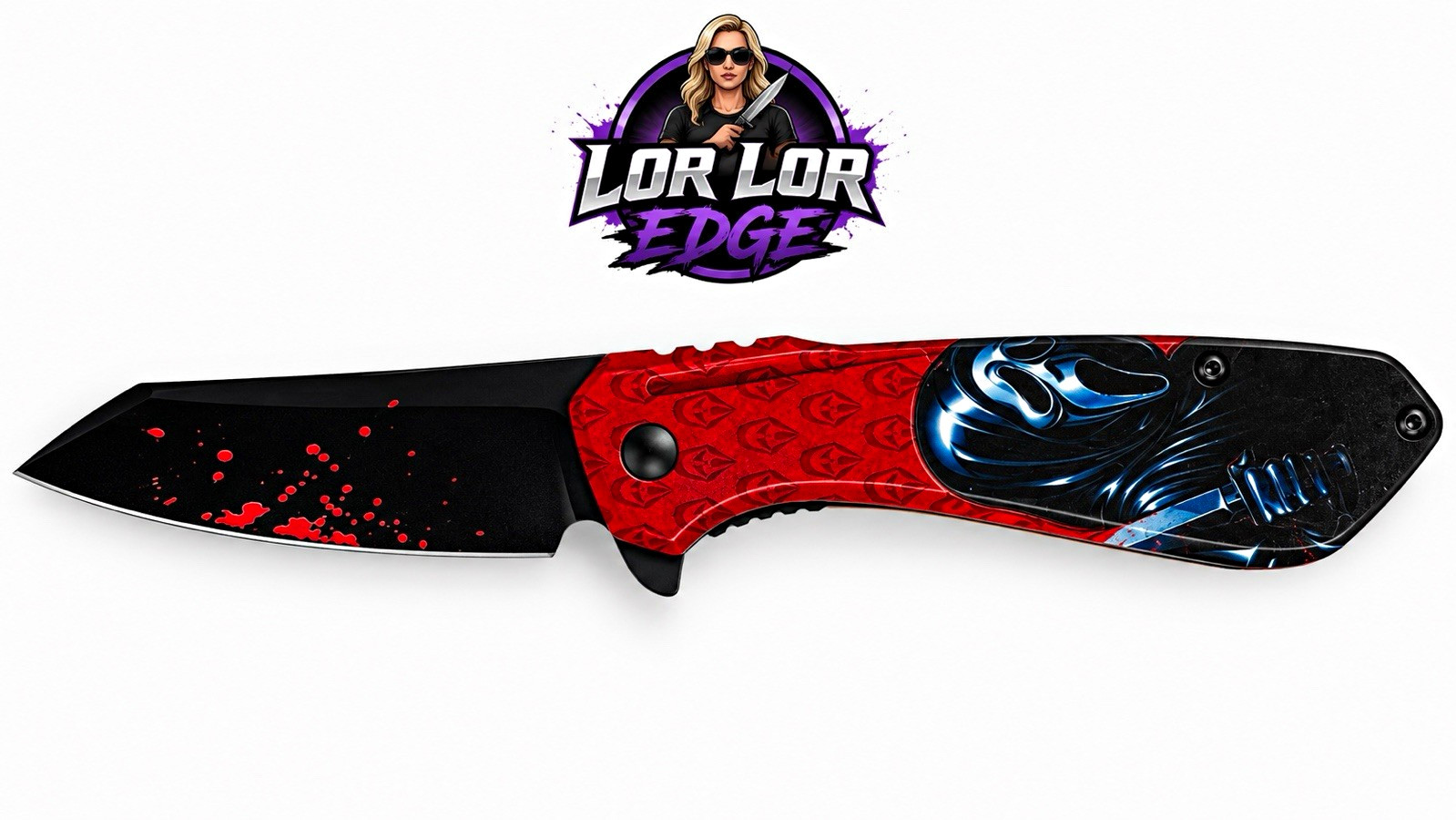 Wartech Ghostface A/O Pocketknife Tanto, Liner Lock Clip, Red/Black Metal