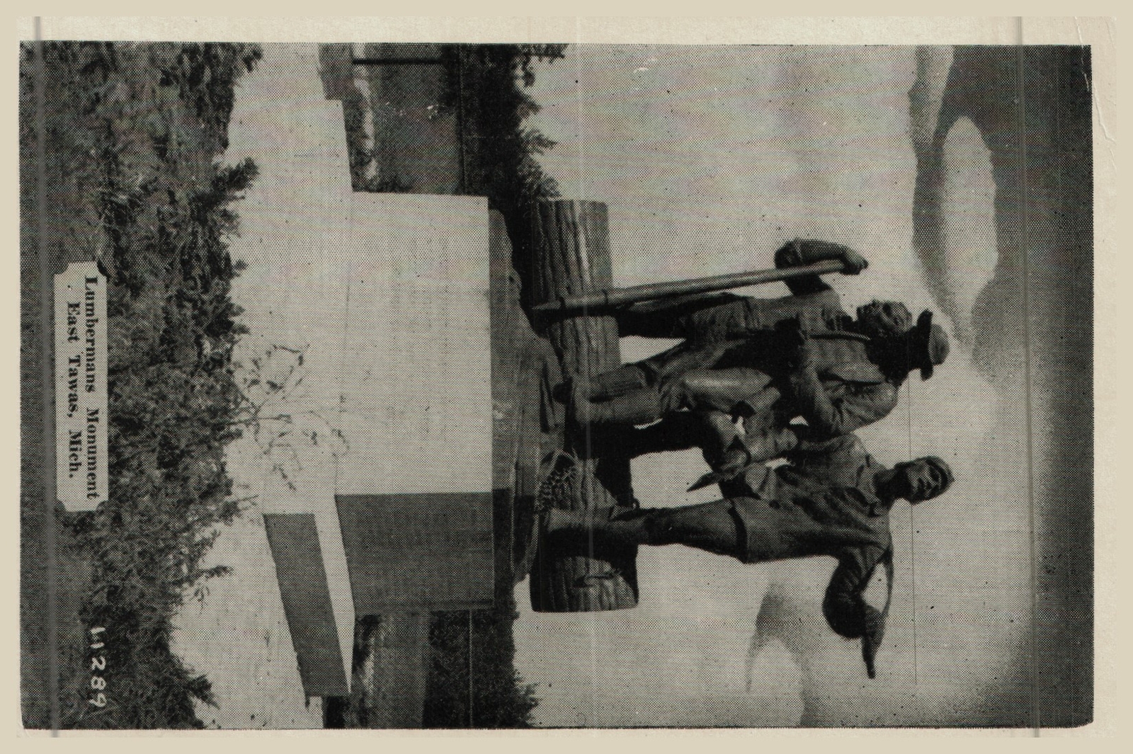 Rare Lumberman\'s Monument Postcard - East Tawas, MI - RPPC 1943