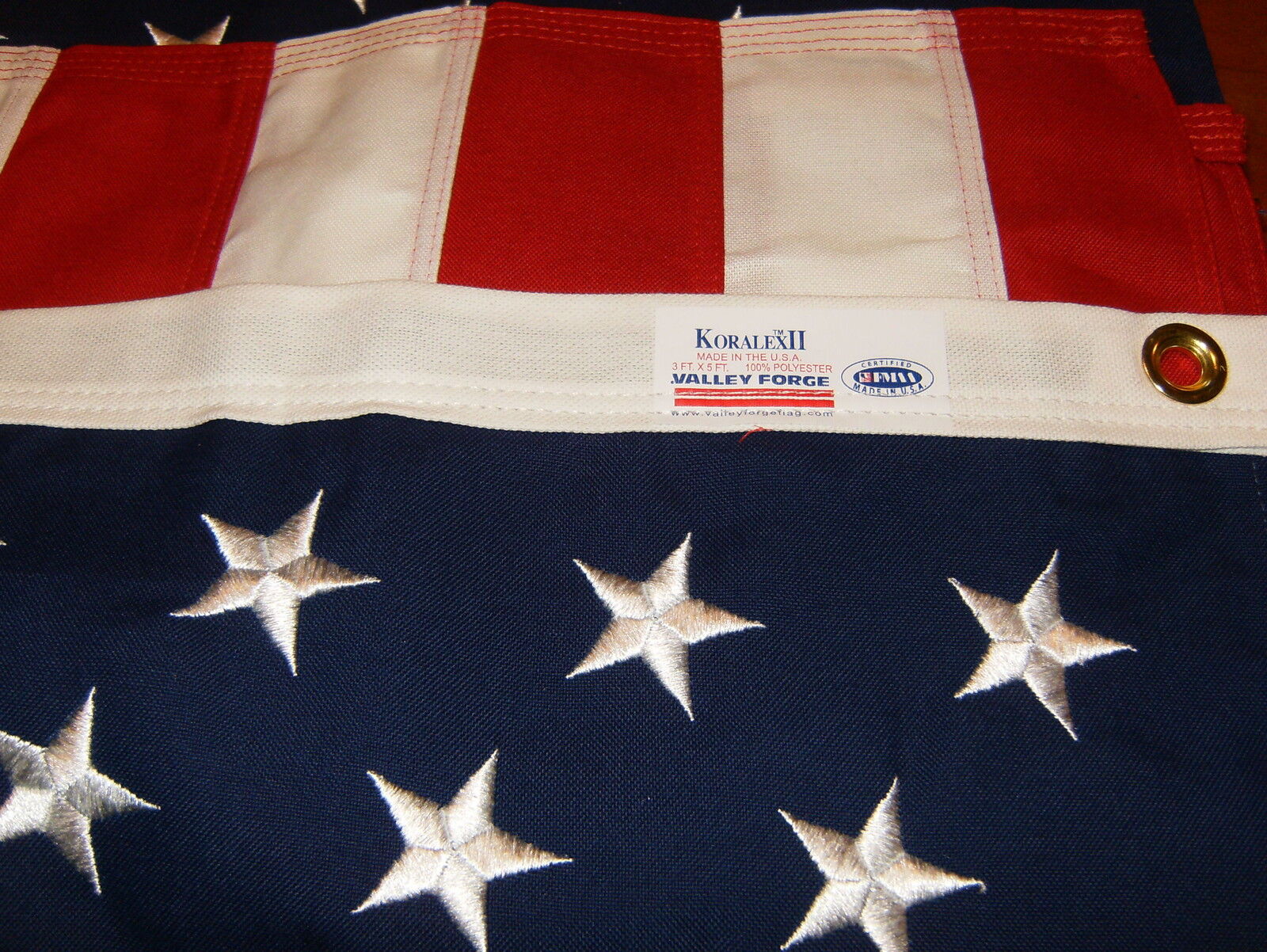 Commercial Grade- Valley Forge American Flag 3'x5' sewn Koralex II™ USA