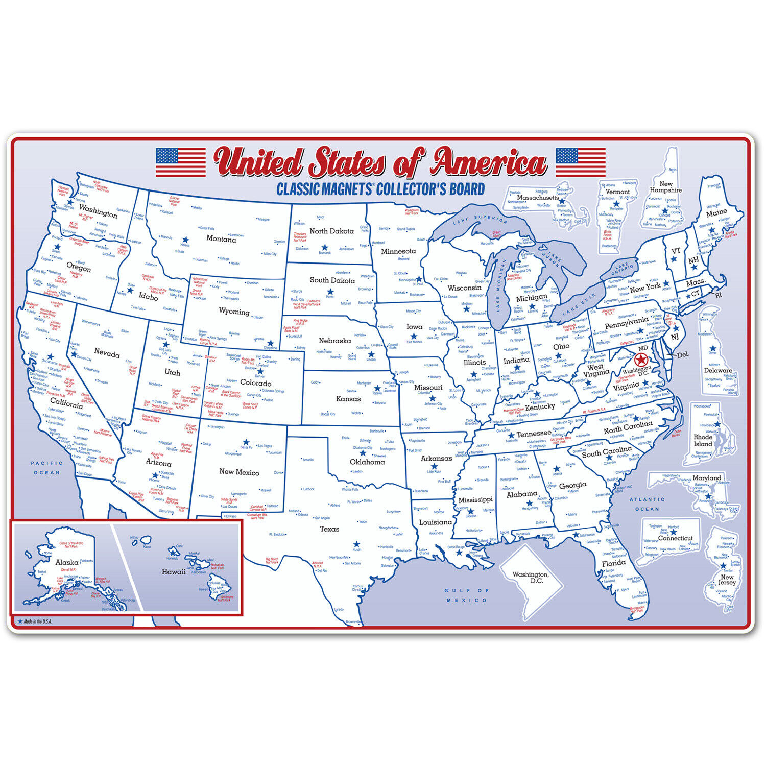 Premium State Map Magnet Collector's Metal Display Board (Board Only)
