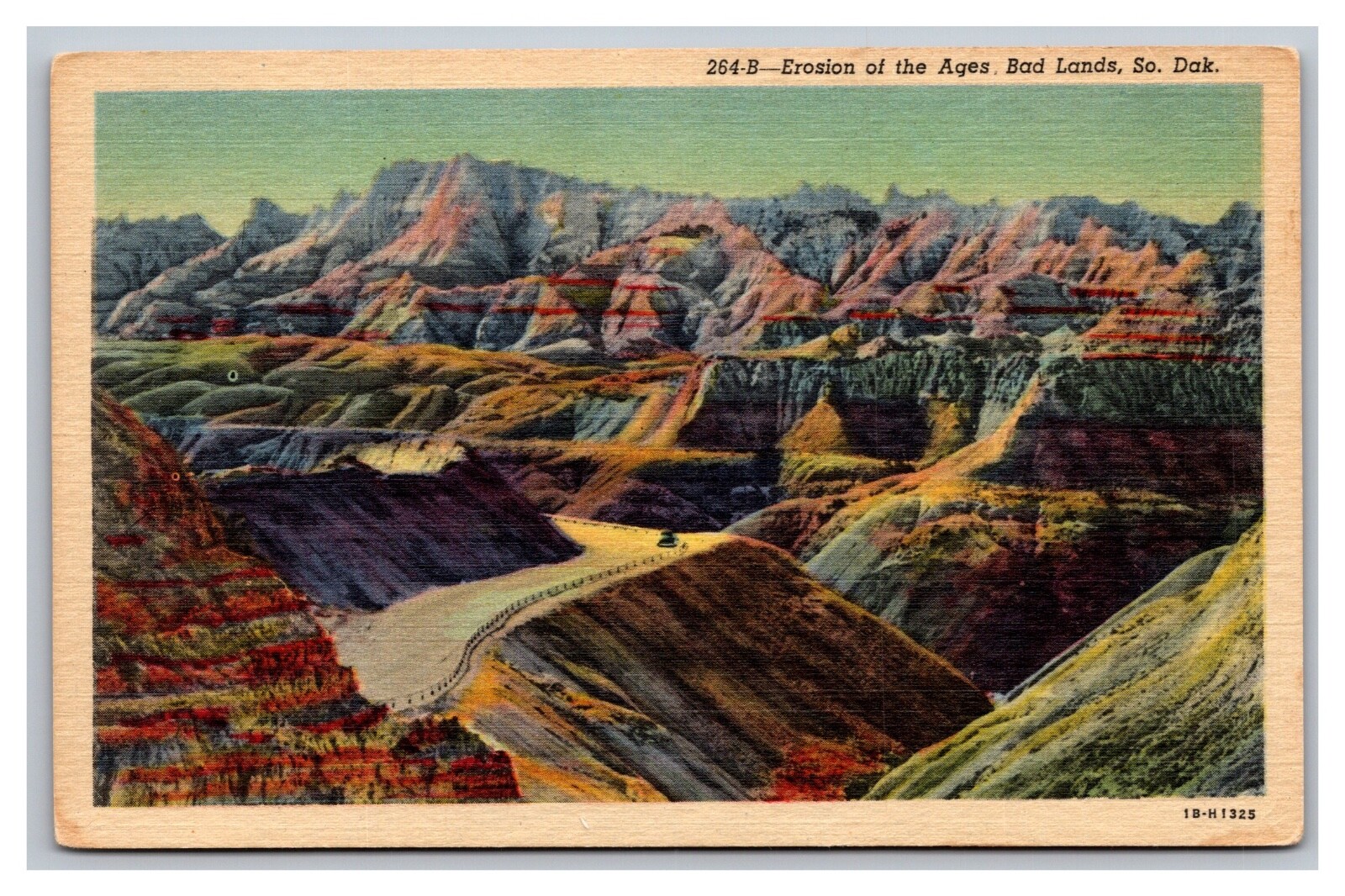 Bad Lands SD South Dakota Erosion of the Ages 264-B Scenic Drive Linen Postcard