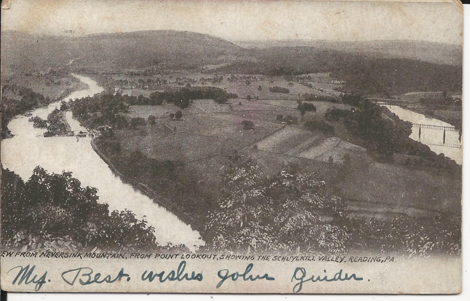 1905 JOHN GUIDER WHITE HOUSE READING PA TO RHOADES HALFWAY HOUSE POTTSTOWN PENNA
