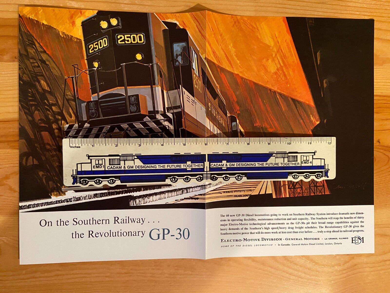 NOS EMD Electro Motive General Motors Locomotives GP-30 Southern Railway Ad 1963
