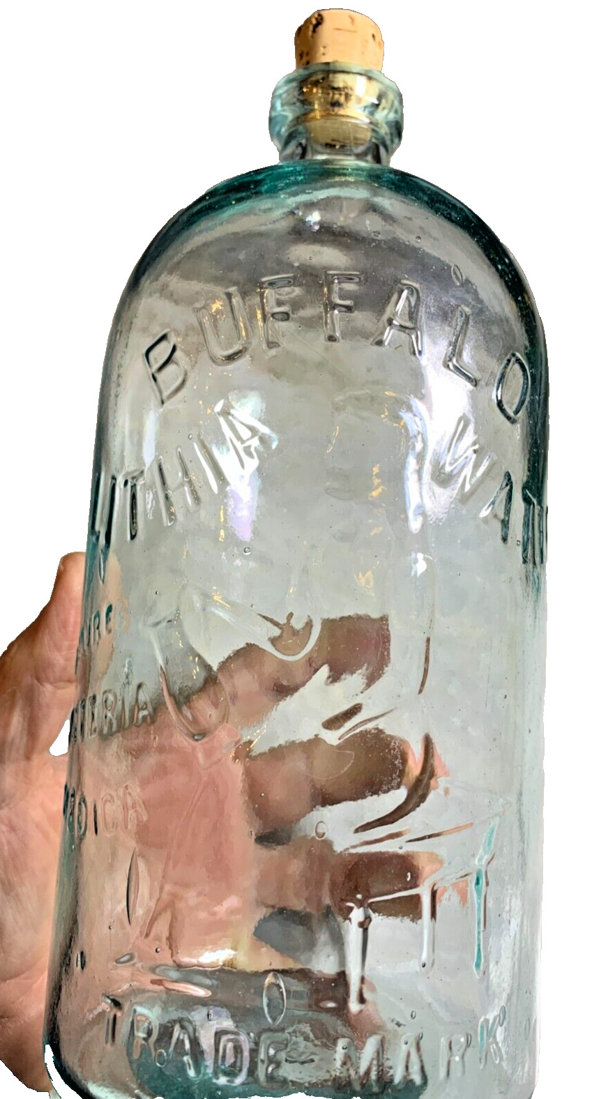 Antique Embossed Ornate Buffalo Lithia Water Nature\'s Medica Bottle VIRGINIA
