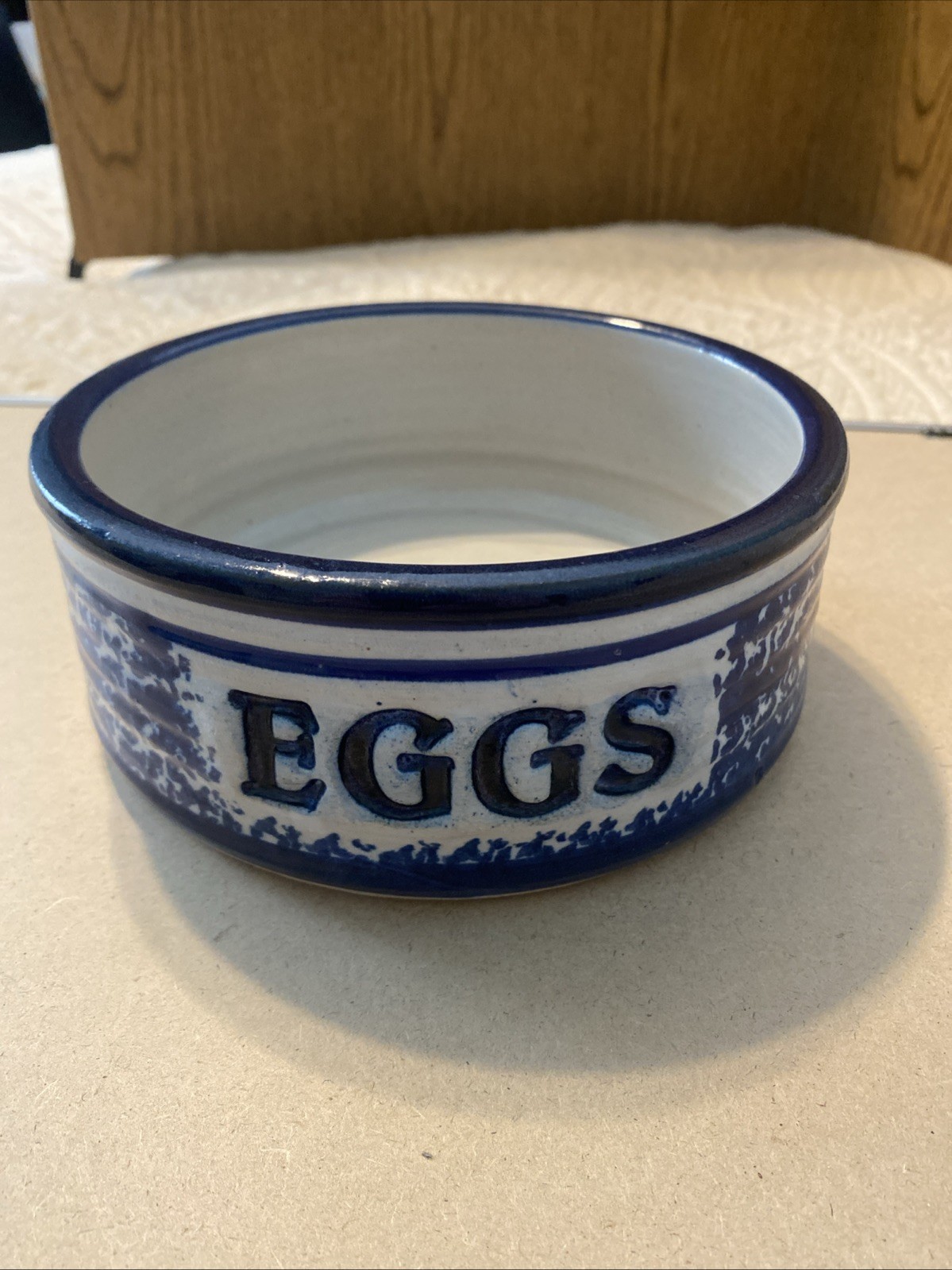 Beautiful Blue ~  Spongeware Bowl 6.25”