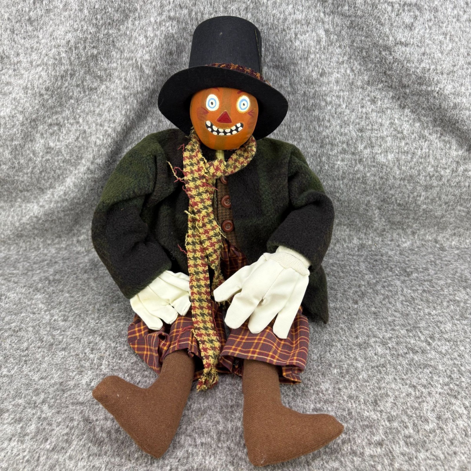 ✅VTG Pumpkin-Head Scarecrow Folk Doll  20\