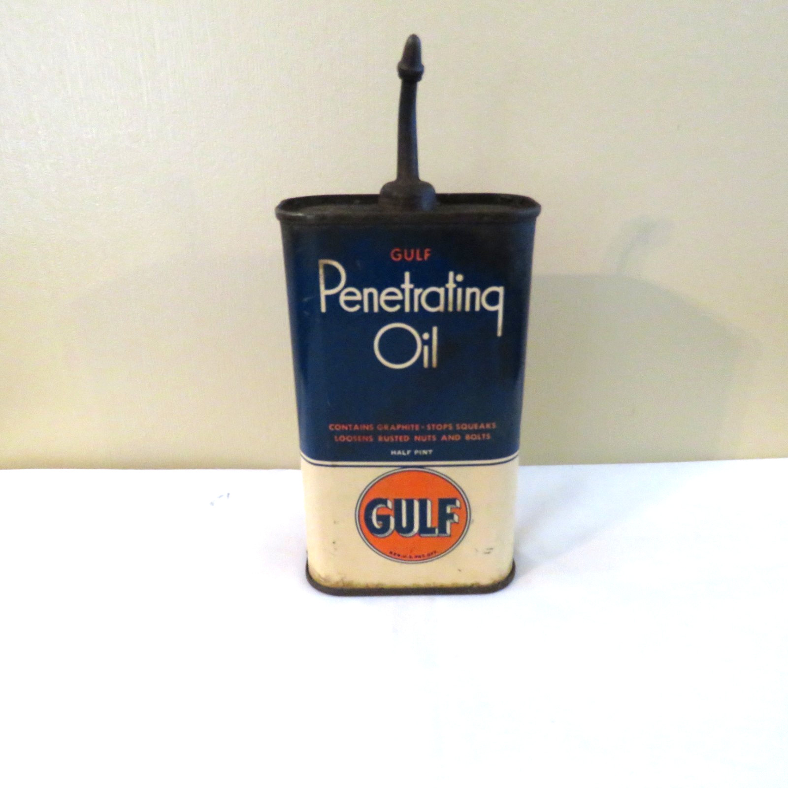 Vintage Gulf Penetrating Oil Can Half Pint Empty 5