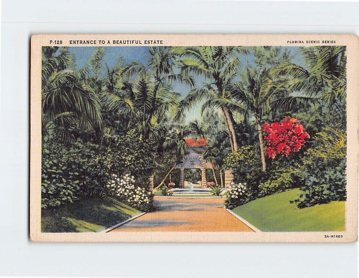 Postcard Entrance to a Beautiful Estate Florida USA