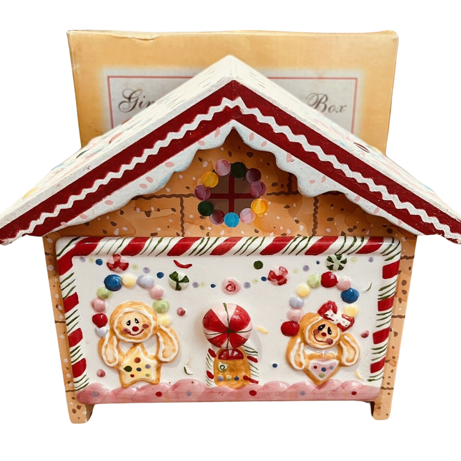 Gingerbread House Recipe Box Christmas Holiday NIB Candy Cane Gingerbread Man