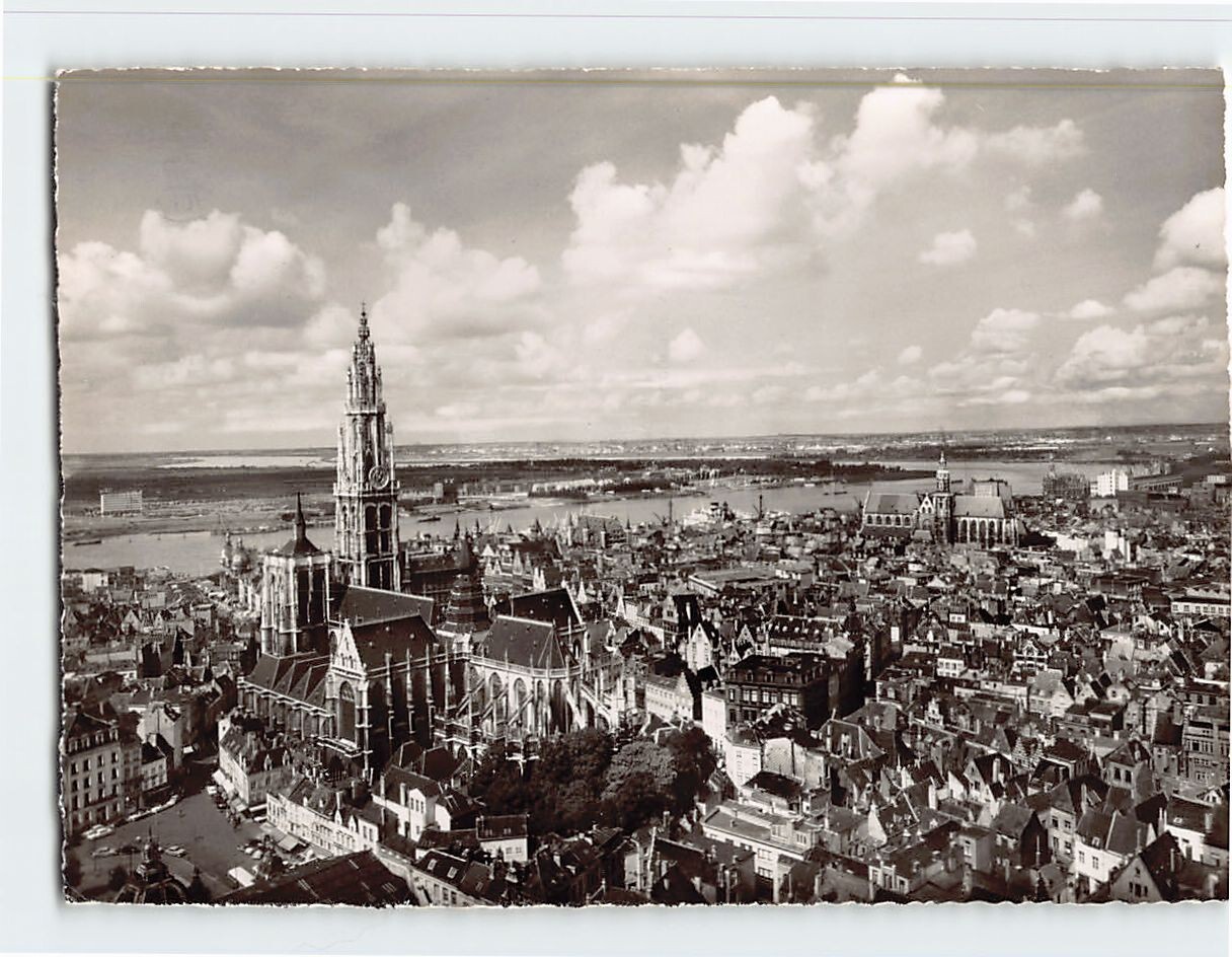 Postcard View from Tower Building to the northwest Antwerp Belgium