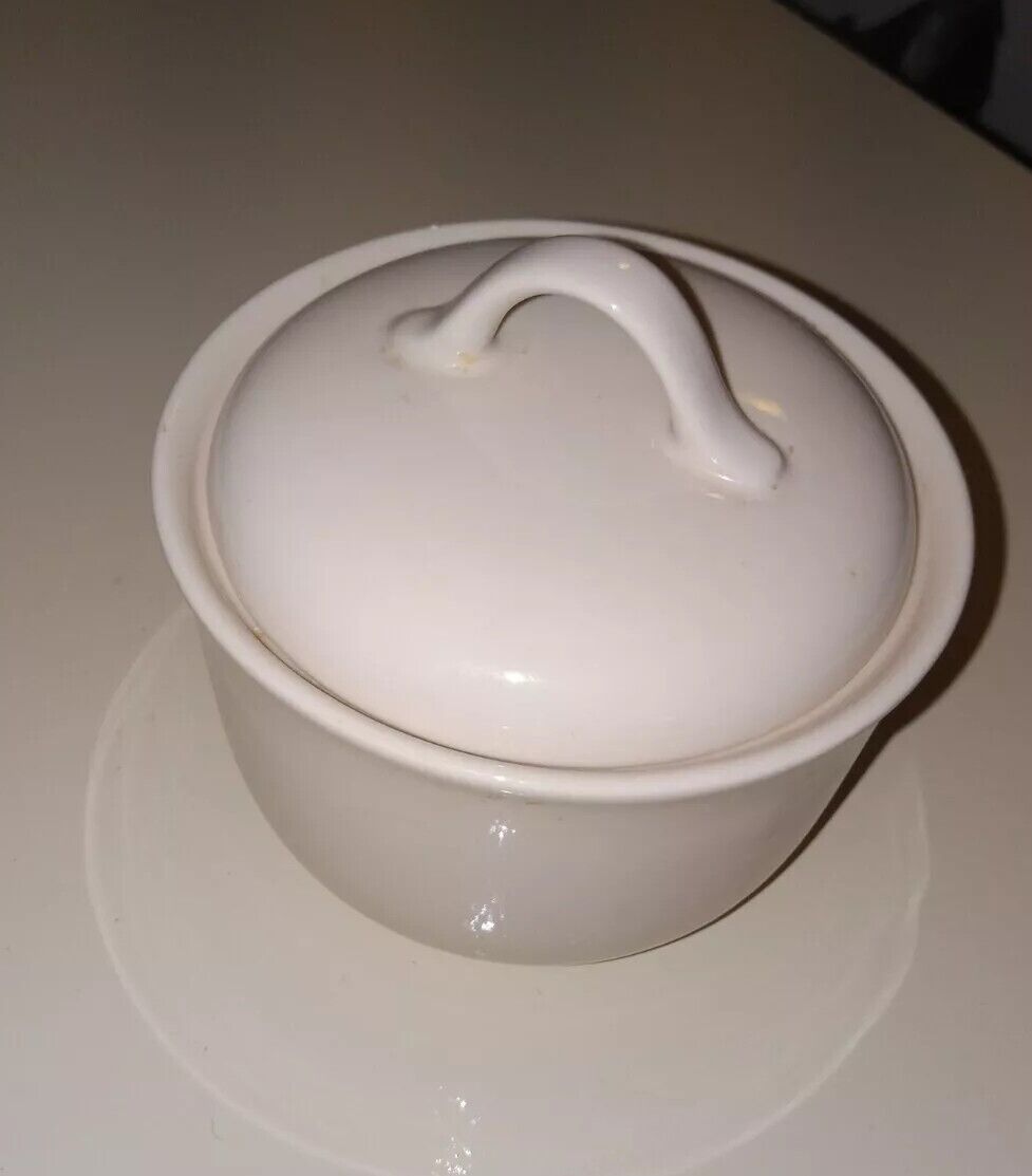 White Corning Ware Sugar Bowl w/Lid  Porcelain Ceramic Made In Japan