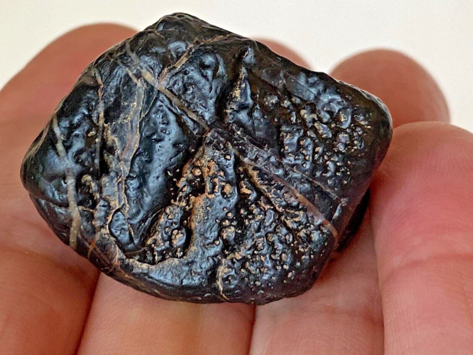 38gr. Black hexagonal meteorite impact diamond