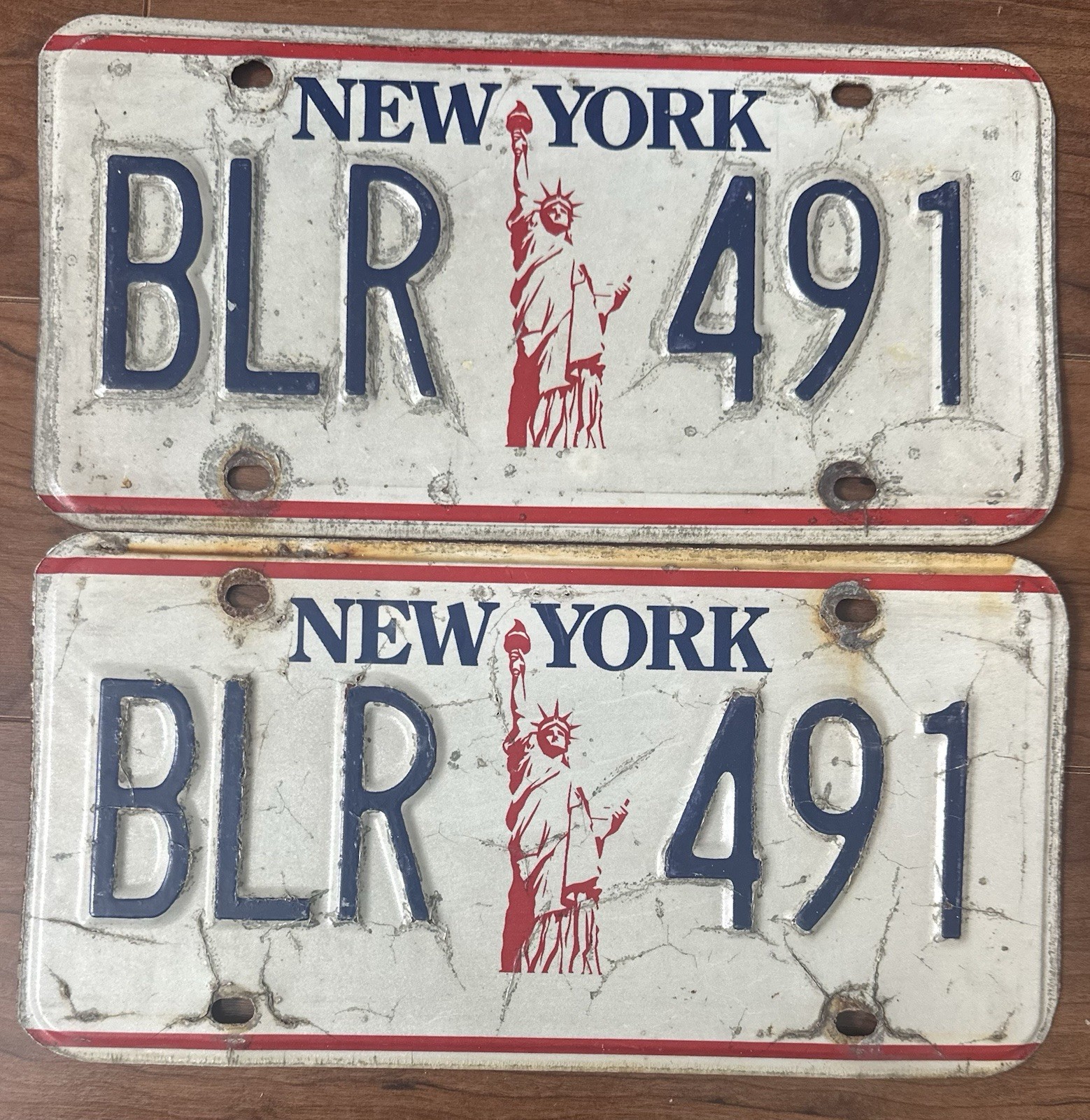 1986-2000 New York NY Liberty License Plate Set/Pair Tag BLR 491 1986-2000 New York NY Liberty License Plate Set/Pair Tag BLR 491