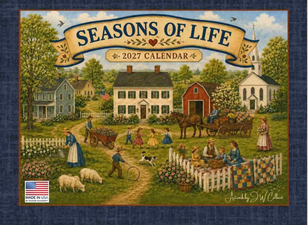 Seasons Of Life Folk Art 2027 Monthly Wall Calendar 12 Month