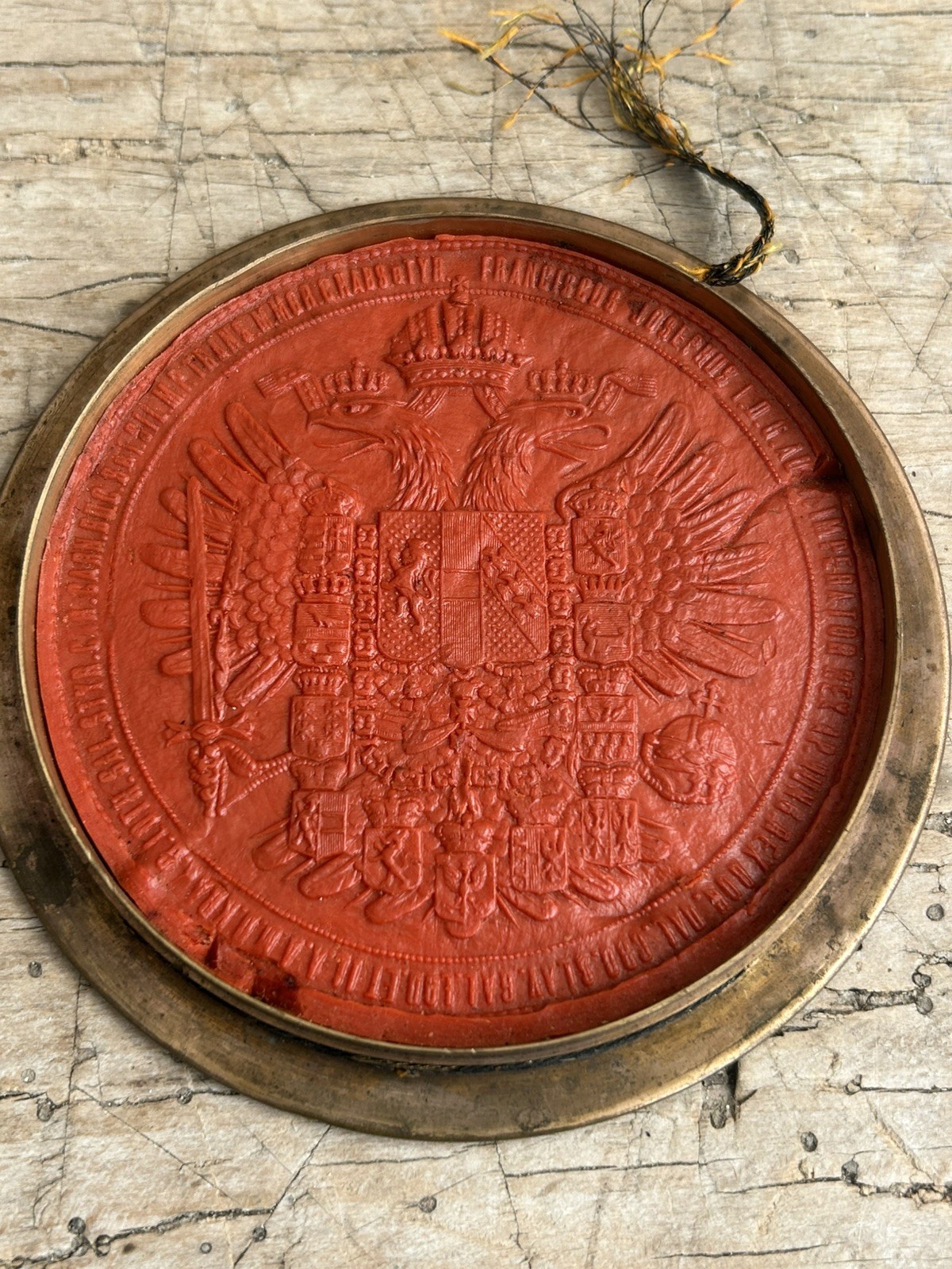 Antique Austrian Imperial Great Seal Franz Joseph I Coat of Arms Brass Skippet