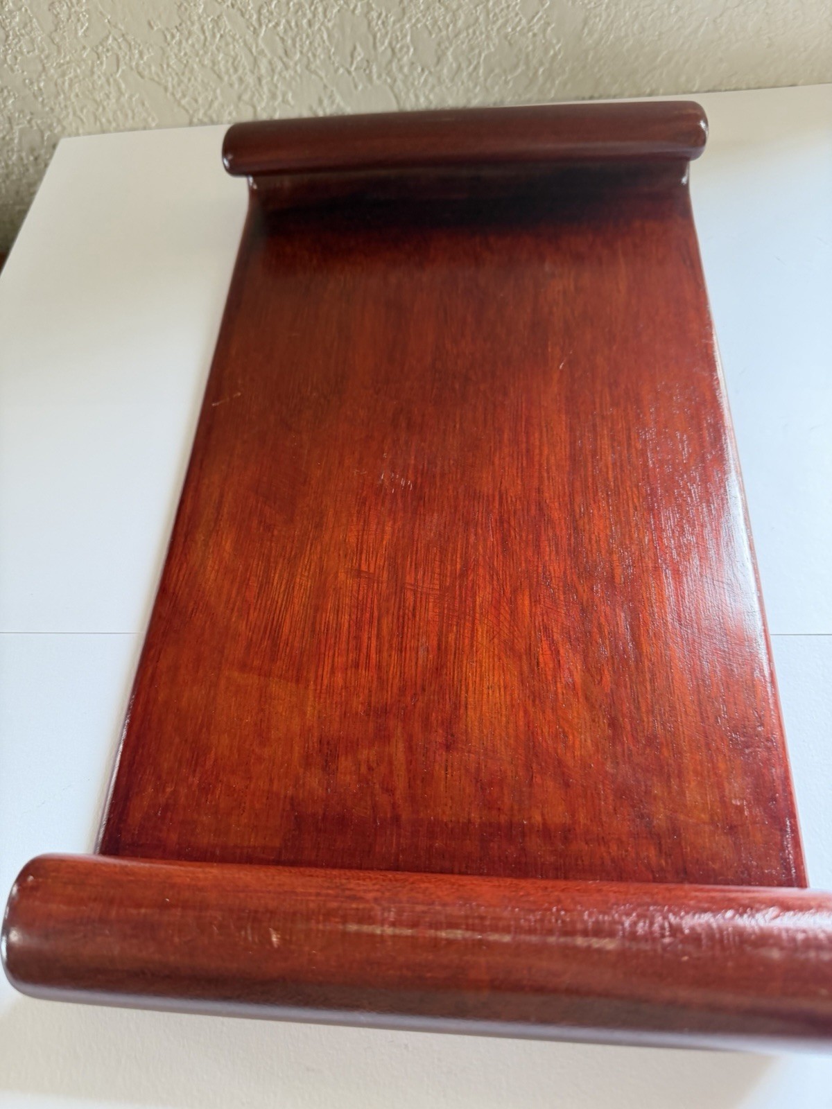 Vintage carved Chinese wooden display stand  with scrolled  returns 