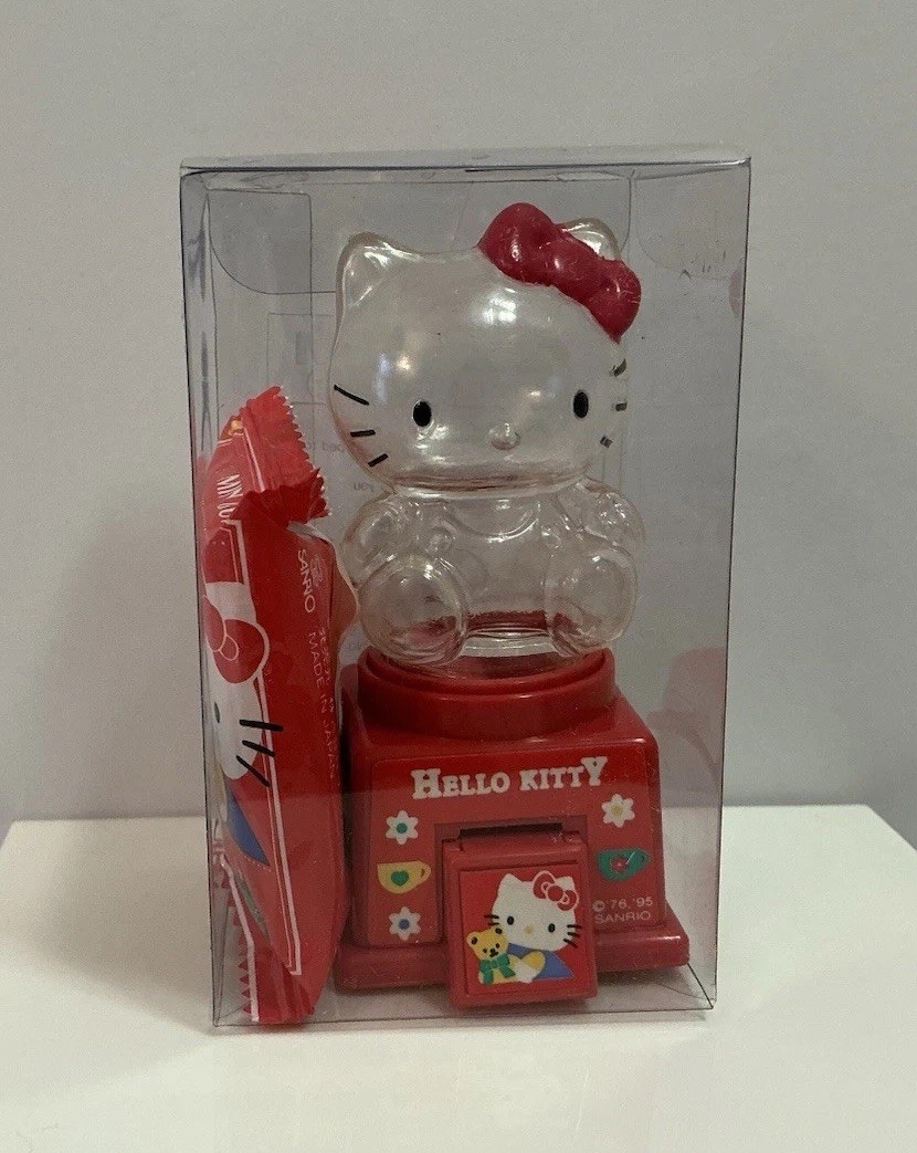VINTAGE SANRIO HELLO KITTY MINI GUMBALL CANDY MACHINE JAPAN 1976 1995 NOS RARE