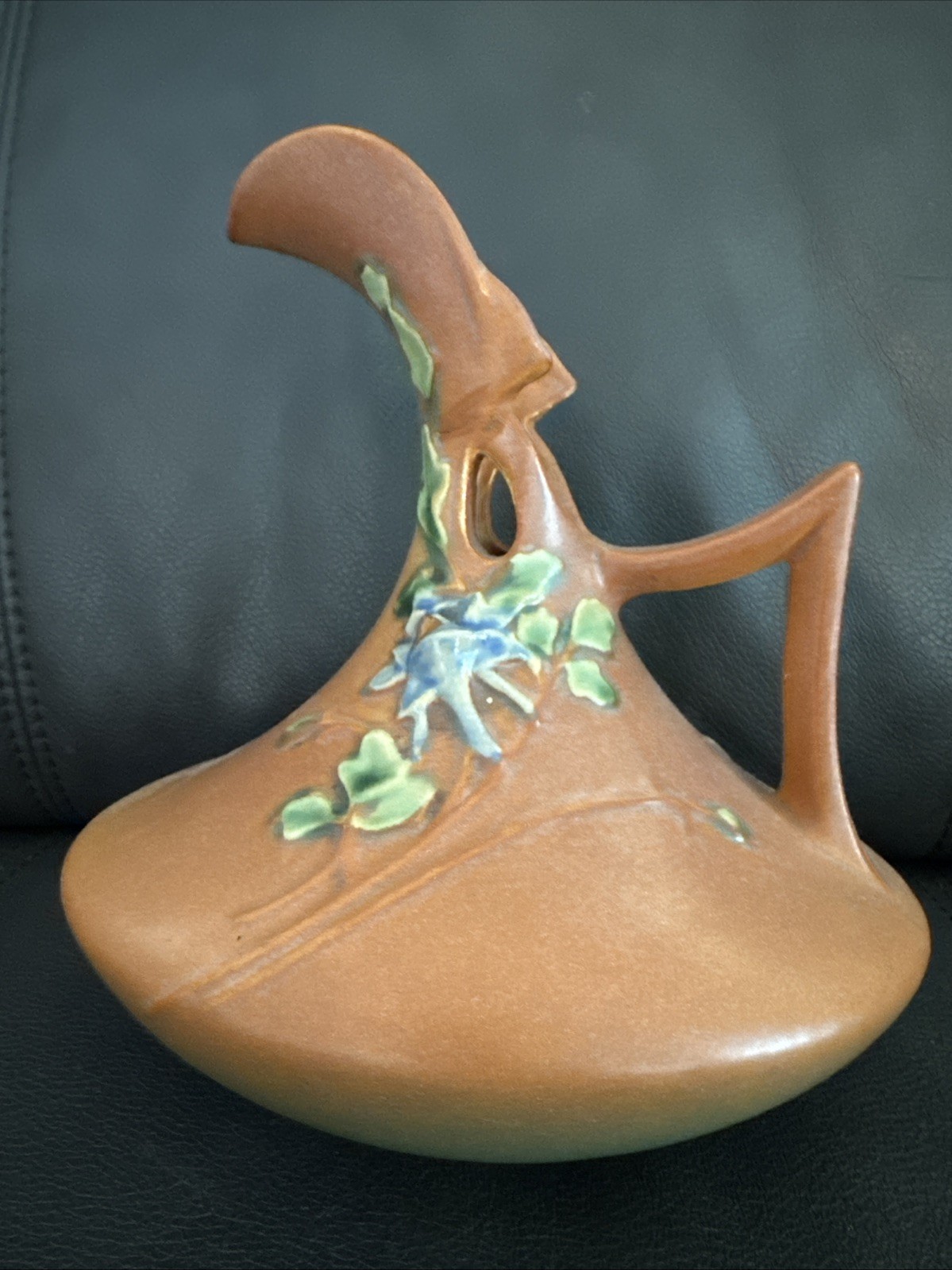 Roseville Pottery Columbine Brown Ewer Pitcher Styled Vase 18 7