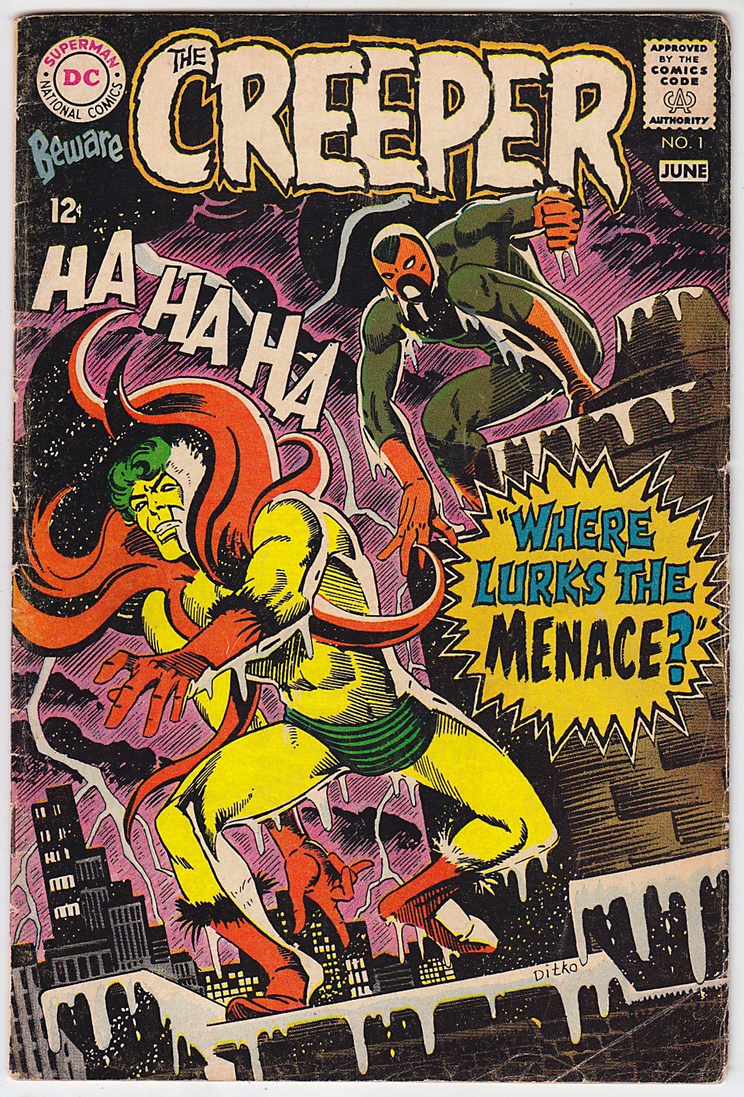 Creeper #1 DC 1968, 1st App of The Creeper Steve Ditko Cover & Art F+ 6.5