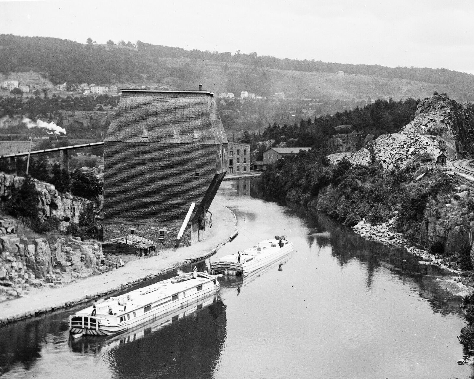 Erie Canal at Little Falls New York Barges 8X10 Photo Picture Image