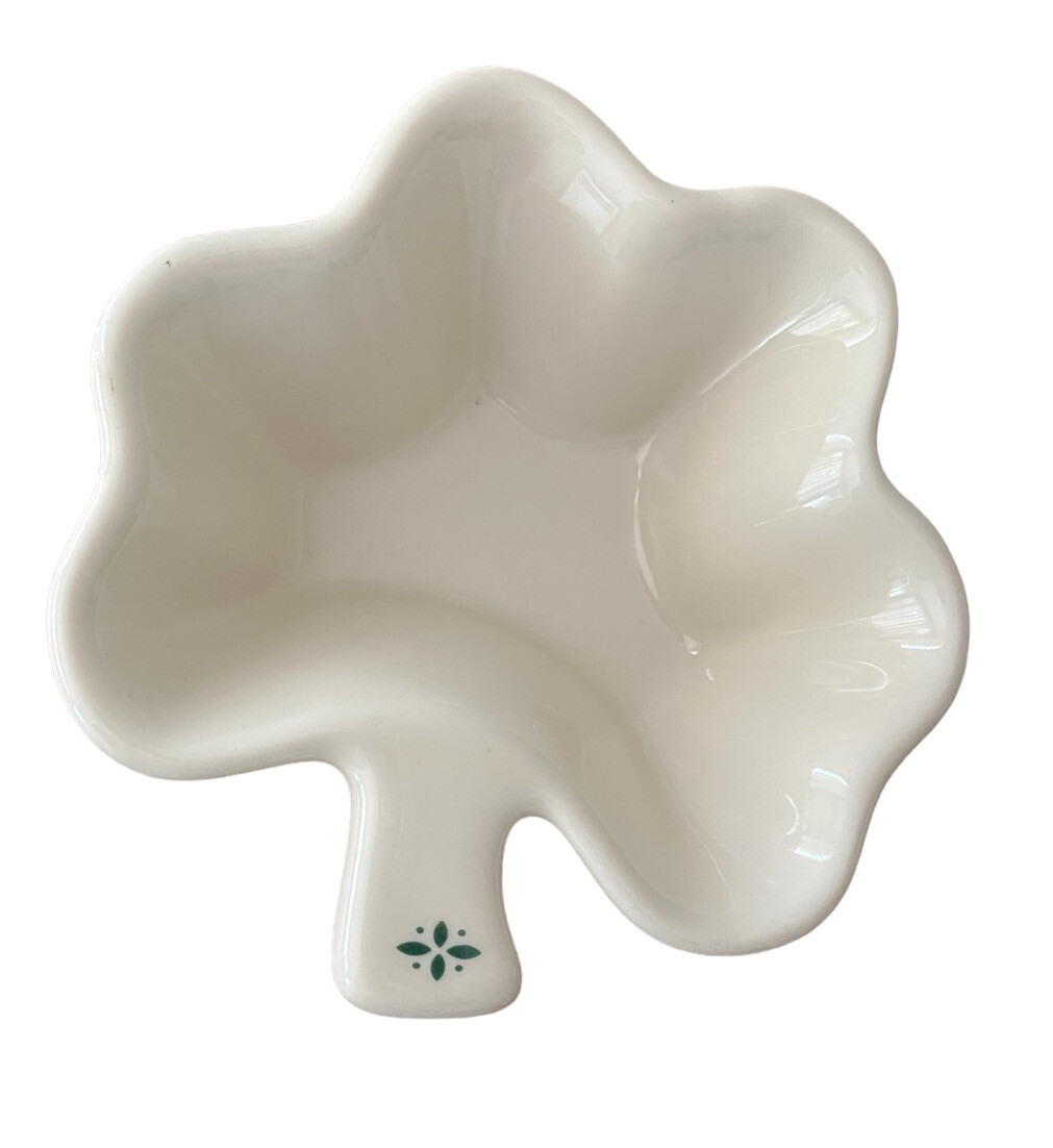 Longaberger Irish Shamrock Candy Trinket Jewelry  Dish Stoneware Pottery USA