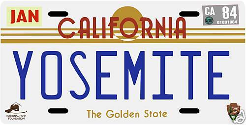Yosemite National Park 1980s California License plate