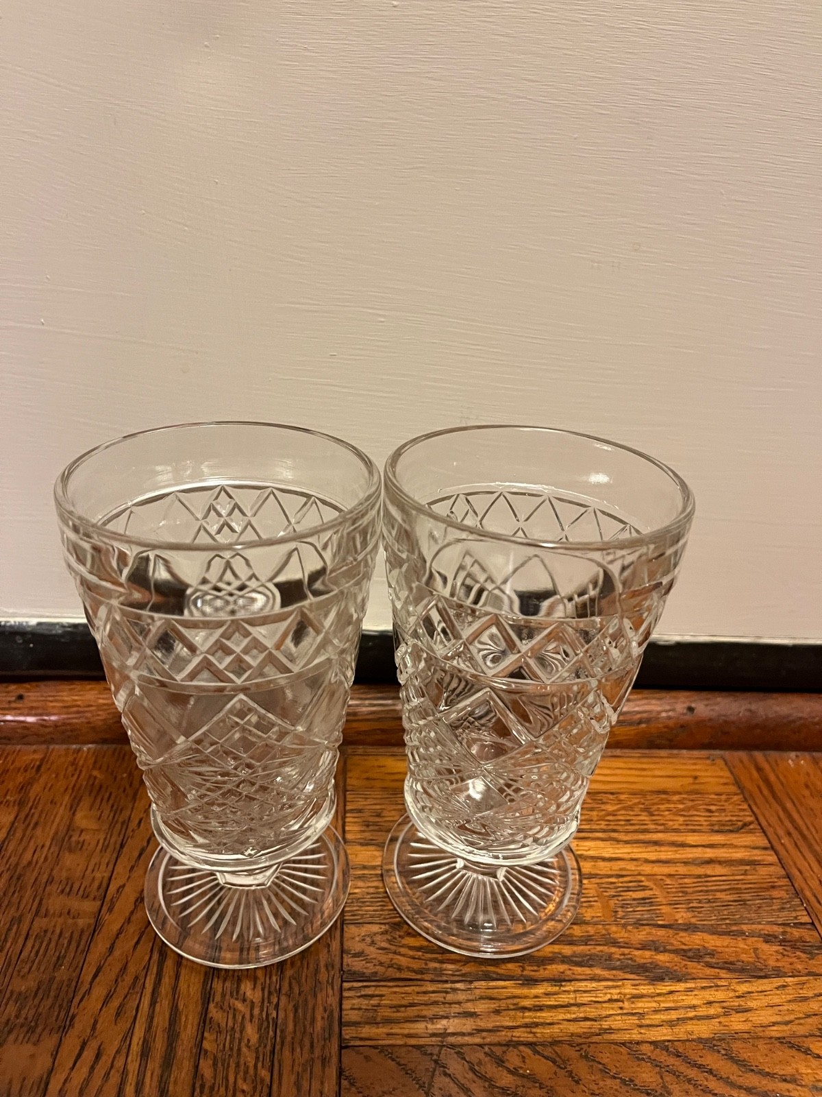 Lot of 2 Vintage Indiana Glass Whitehall Colony Cubist Clear Ice Tea Tumblers 6\