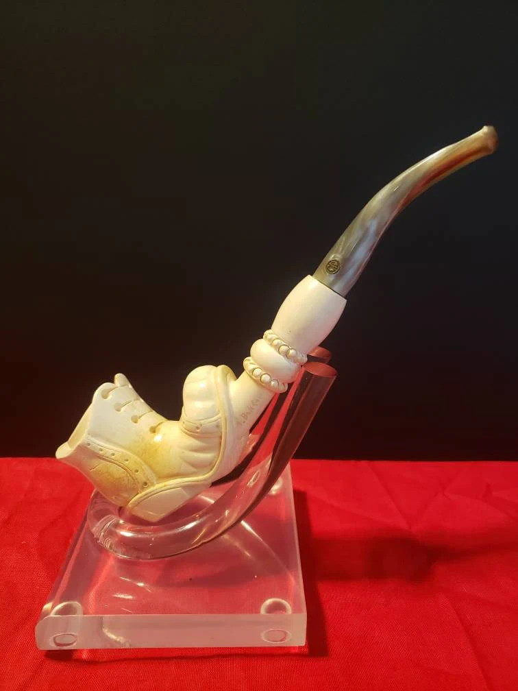 Gorgeous Vintage Ismet Bekler Meerschaum Pipe Hand Carved The Boot