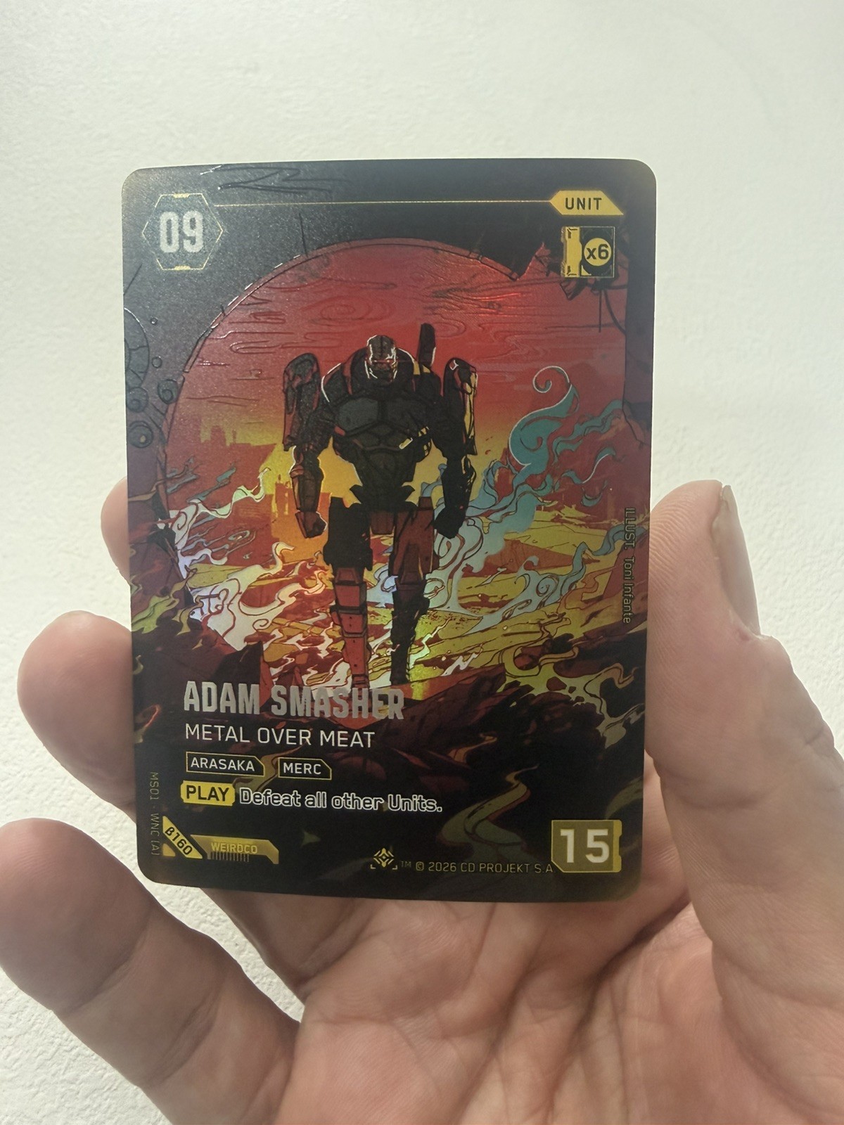 2026 Cyberpunk TCG Beta Adam Smasher Metal Over Meat B160 Iconic Rare