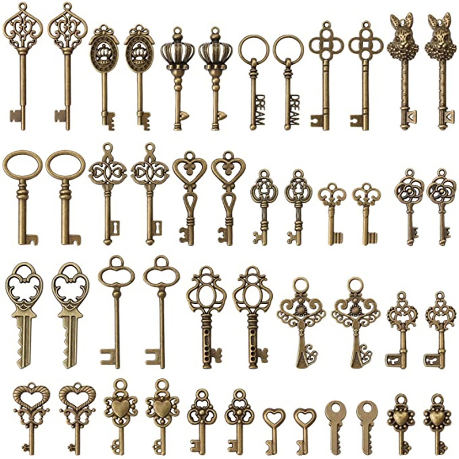 Wholesale Old Vintage Antique Skeleton Keys Necklace Pendant Bronze DIY Crafts