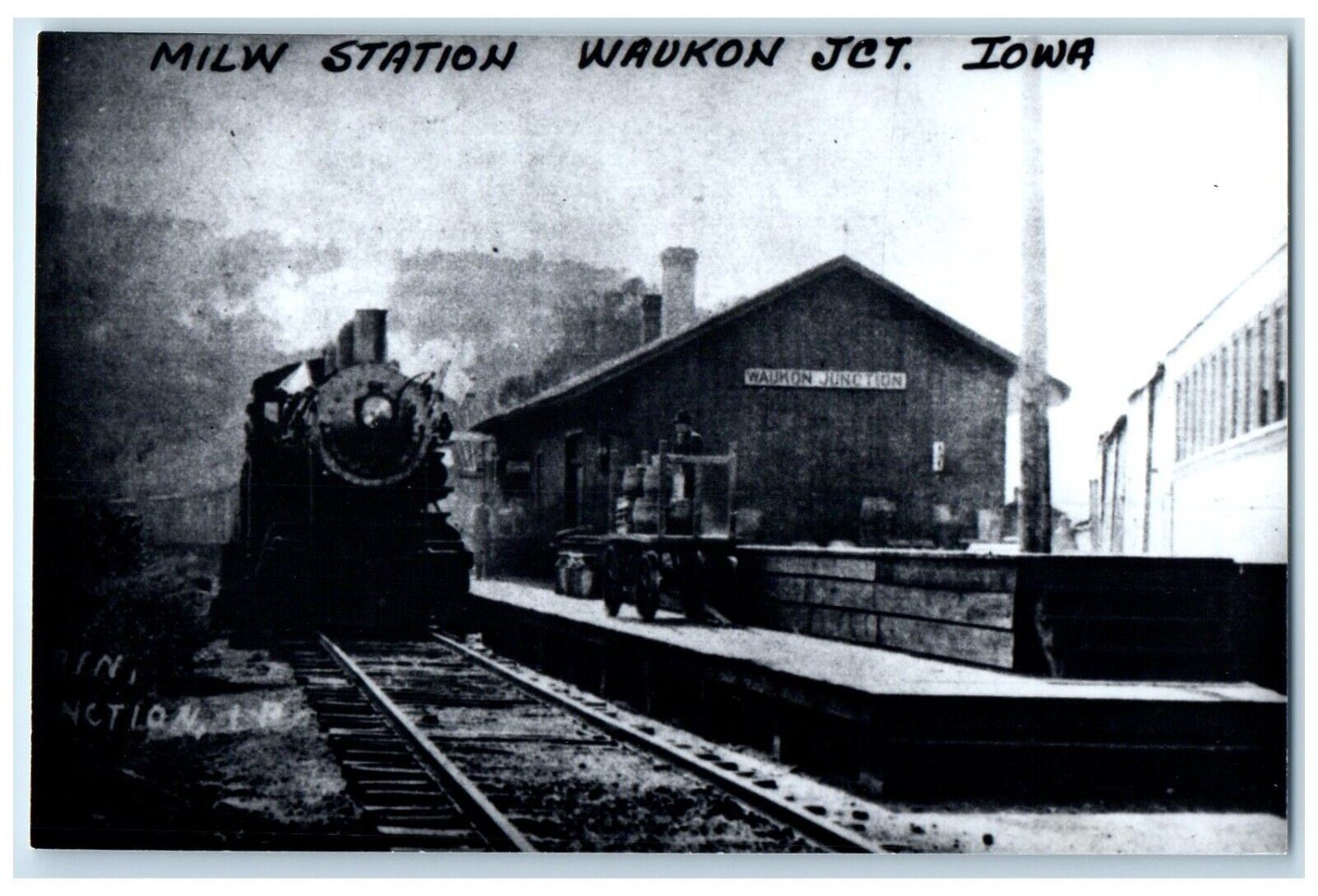 c1960\'s MILW Station Waukon Iowa Vintage Train Depot Station RPPC Photo Postcard