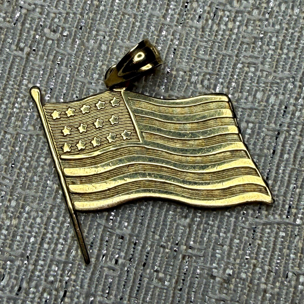 14kt Gold American Flag Patriotic Lapel Pin Pinback / Tie Tack