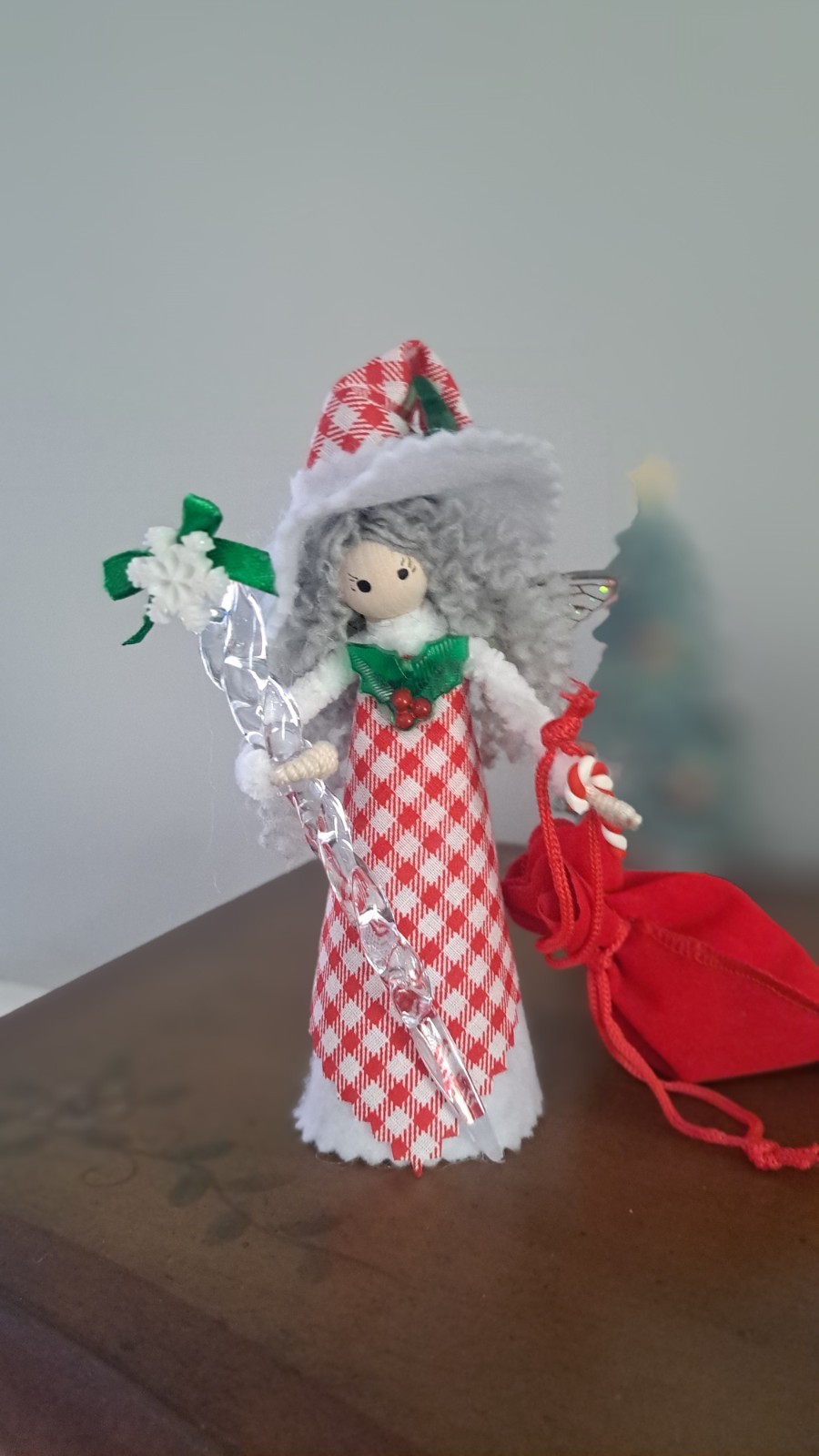Handmade OOAK Kitchen Witch Doll Whimsical Christmas Holidays Decoration 7in