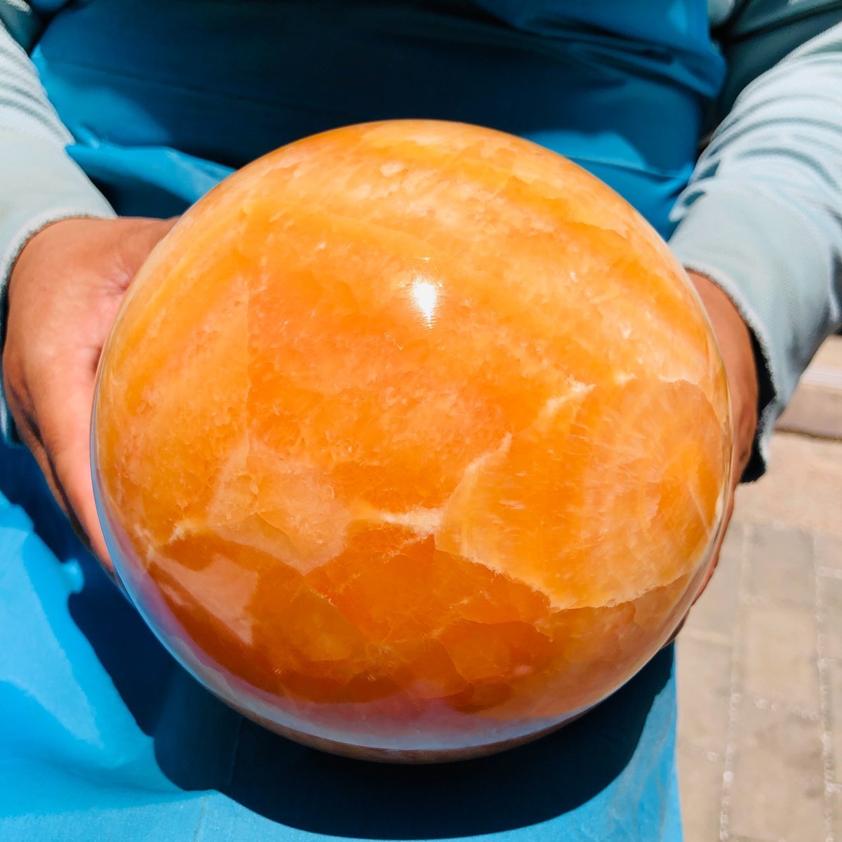 10.14LB Natural Crystal Sphere Stunning Honey Tone Yellow Calcite Ball Healing