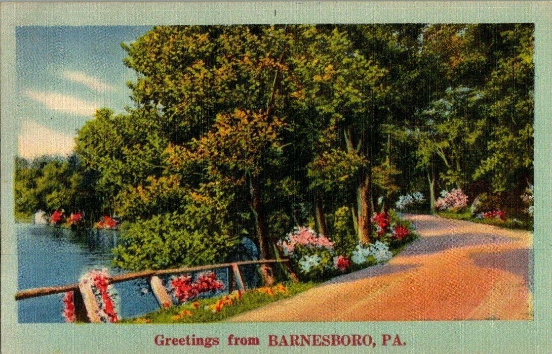 1940'S. GREETINGS FROM BARNESBORO, PA POSTCARD. PL20