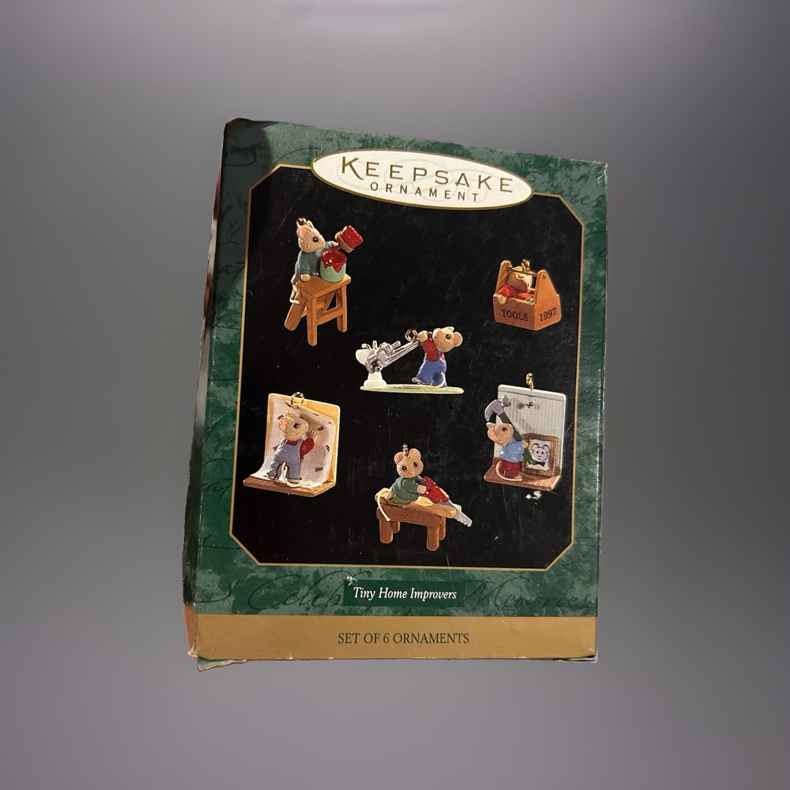 Hallmark Keepsake 1997 Tiny Home Improvers 6 Mice Miniature Christmas Ornaments