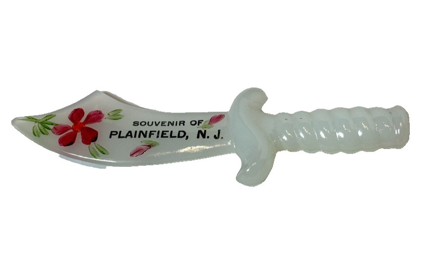 PLAINFIELD NJ NEW JERSEY ANTIQUE Souvenir DEPRESSION Glass TRINKET SWORD