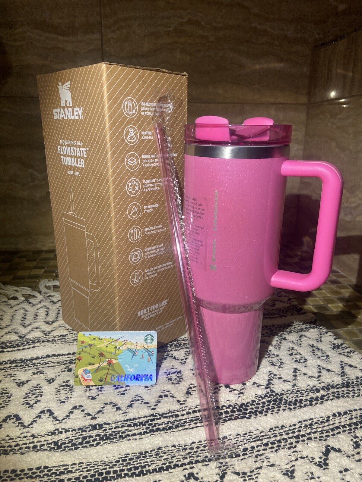 Stanley x Starbucks 40oz Tumbler In Hand - Winter Pink Brand New Comes With Box