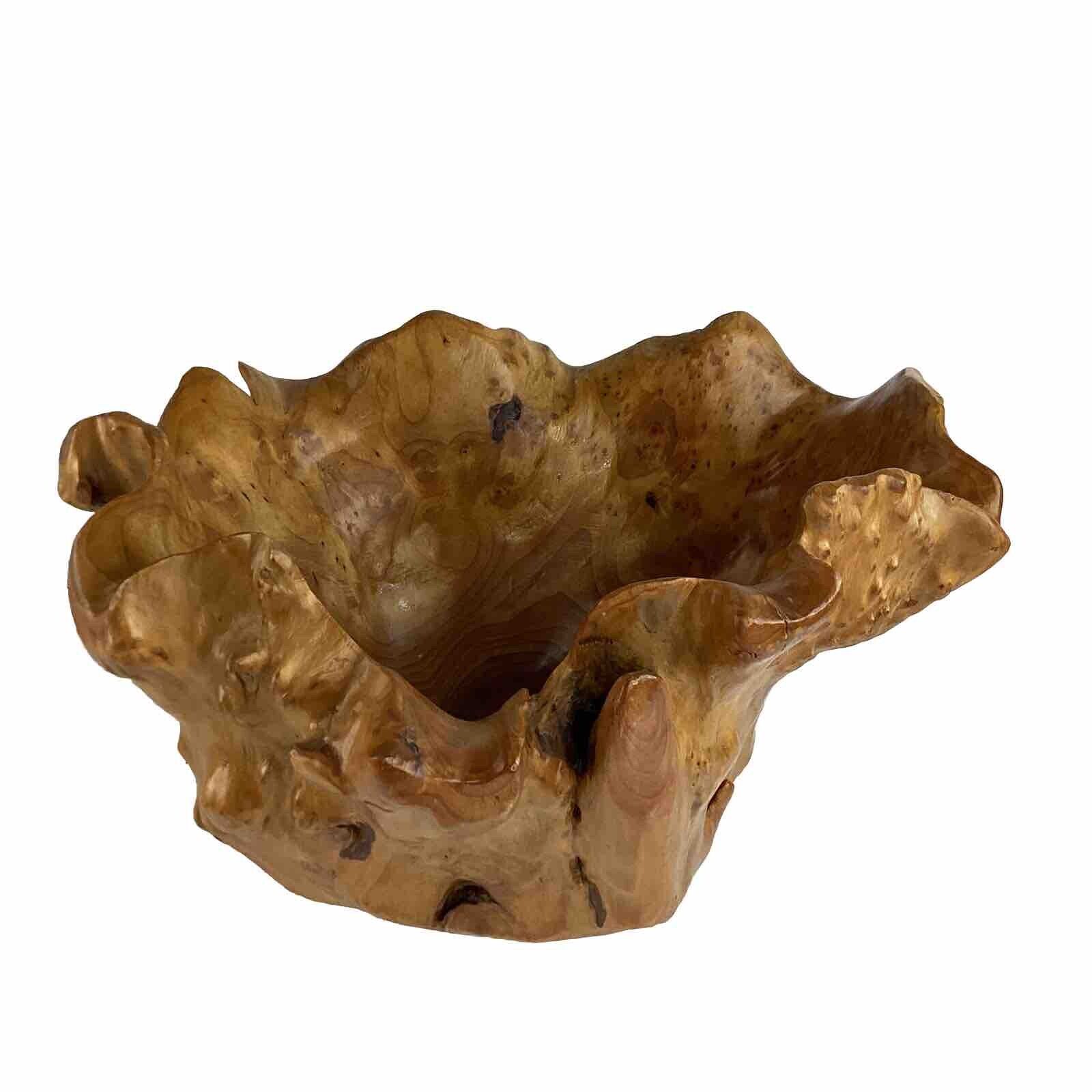 Natural hand Carved Knotted Wood Root Vessel Container Bowl Puerto Rican