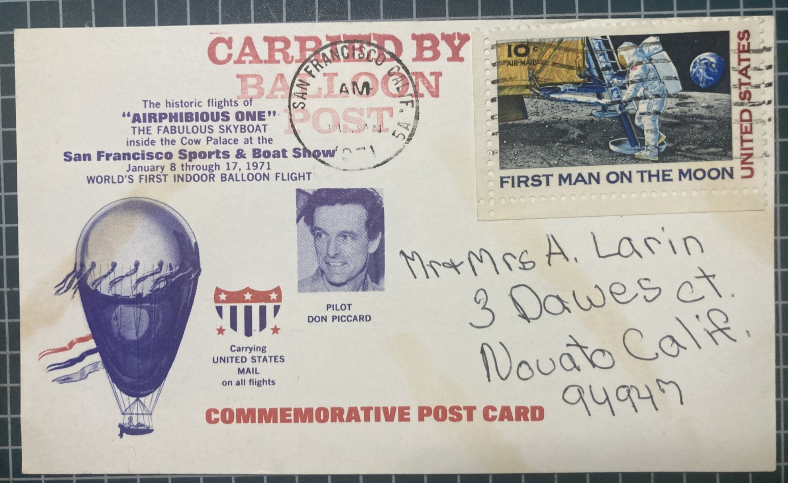 1971 Cow Palace Indoor Balloon Flight Postcard Don Piccard San Francisco Moon St 1971 Cow Palace Indoor Balloon Flight Postcard Don Piccard San Francisco Moon St