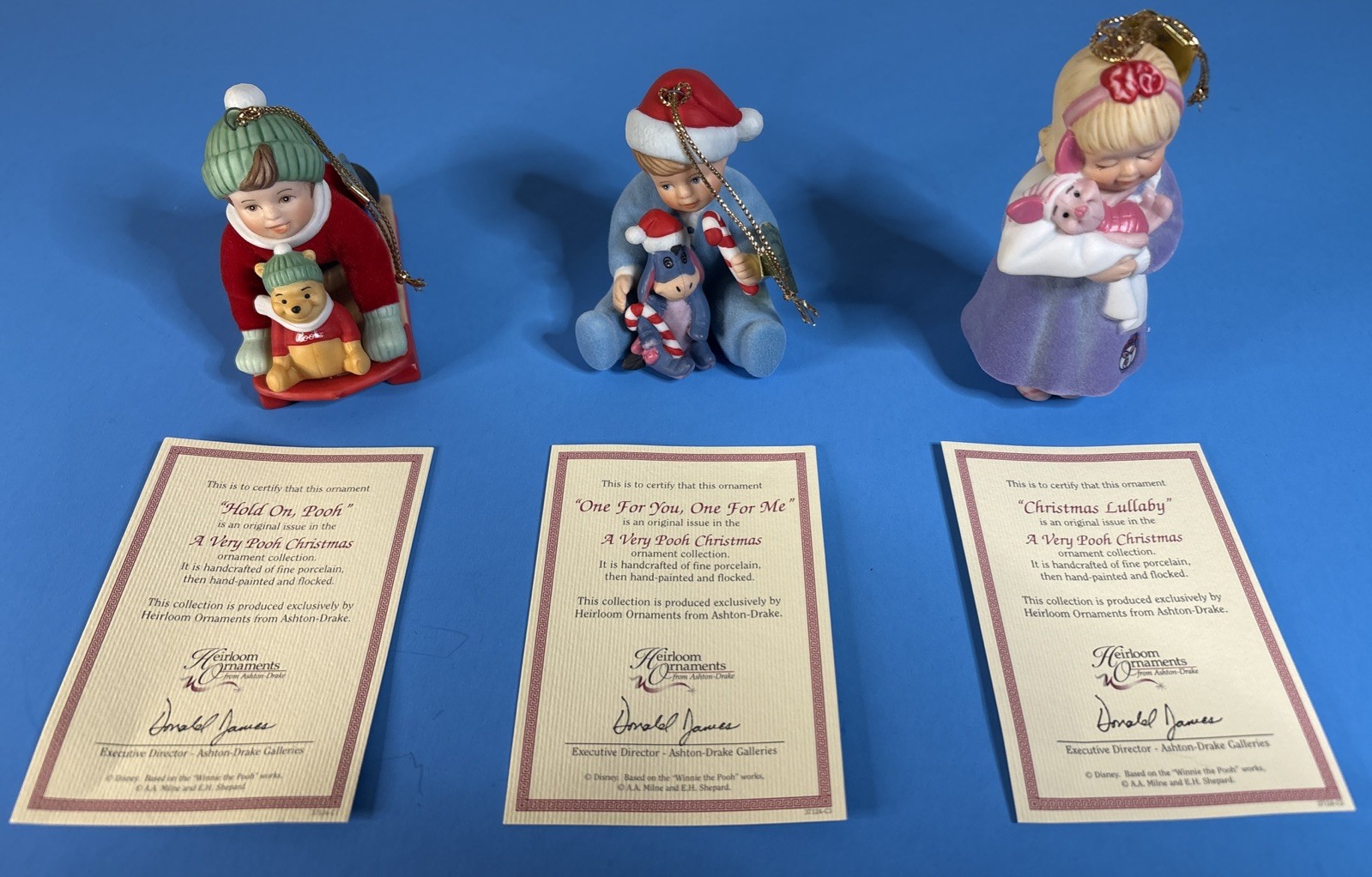 Ashton Drake A Very Pooh Christmas Ceramic Ornaments Set Of 3