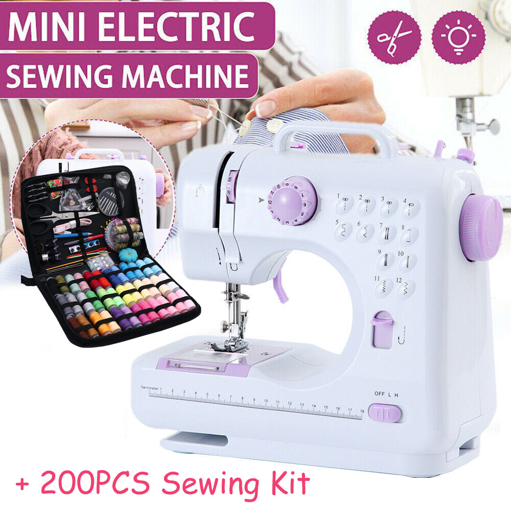 Electric Sewing Machine Portable Crafting Machine + 200Pcs Sewing Kit Needle Set