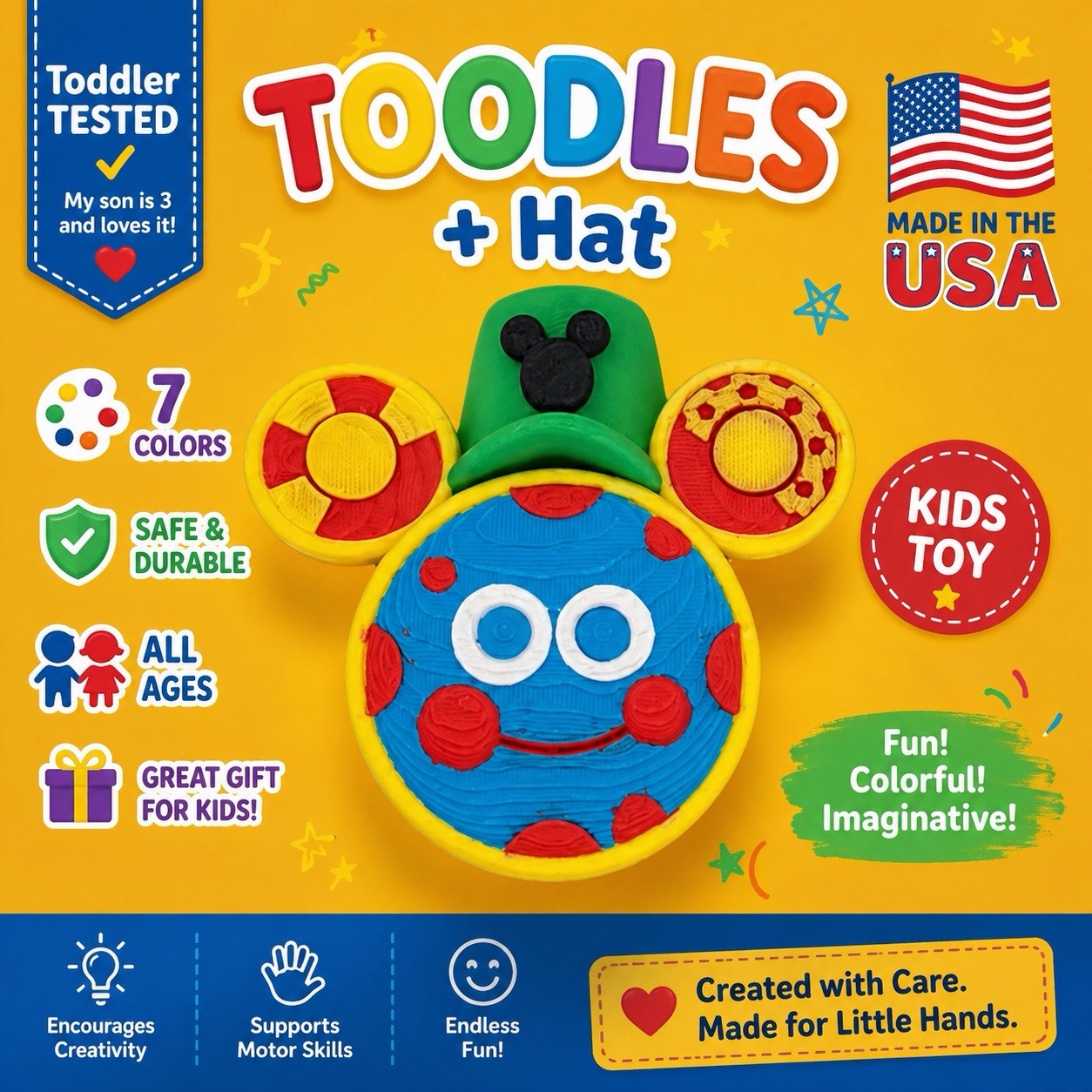 Toodles w/ Hat From Mickey Mouse Clubhouse Kids Fan Art Toy All Ages USA Made