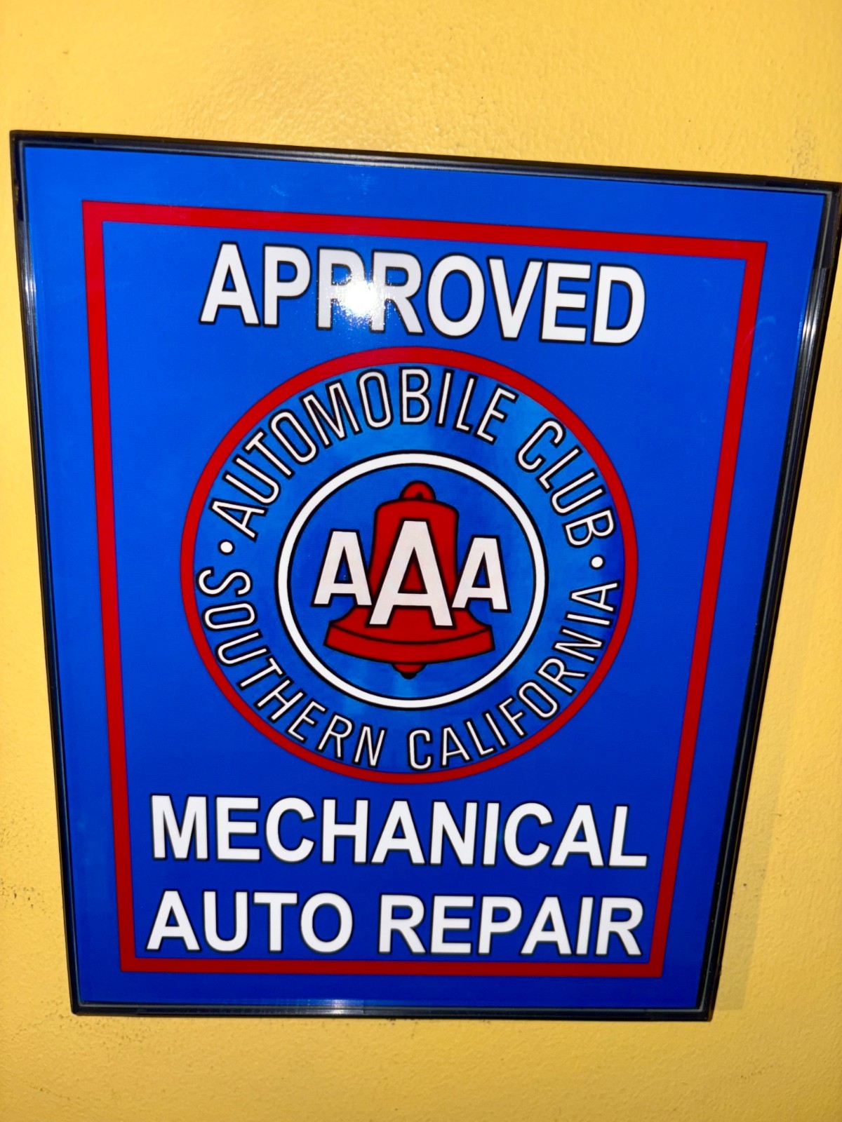 AAA South California Club Auto Insurance Garage Mechanic Advertising Sign AAA South California Club Auto Insurance Garage Mechanic Advertising Sign