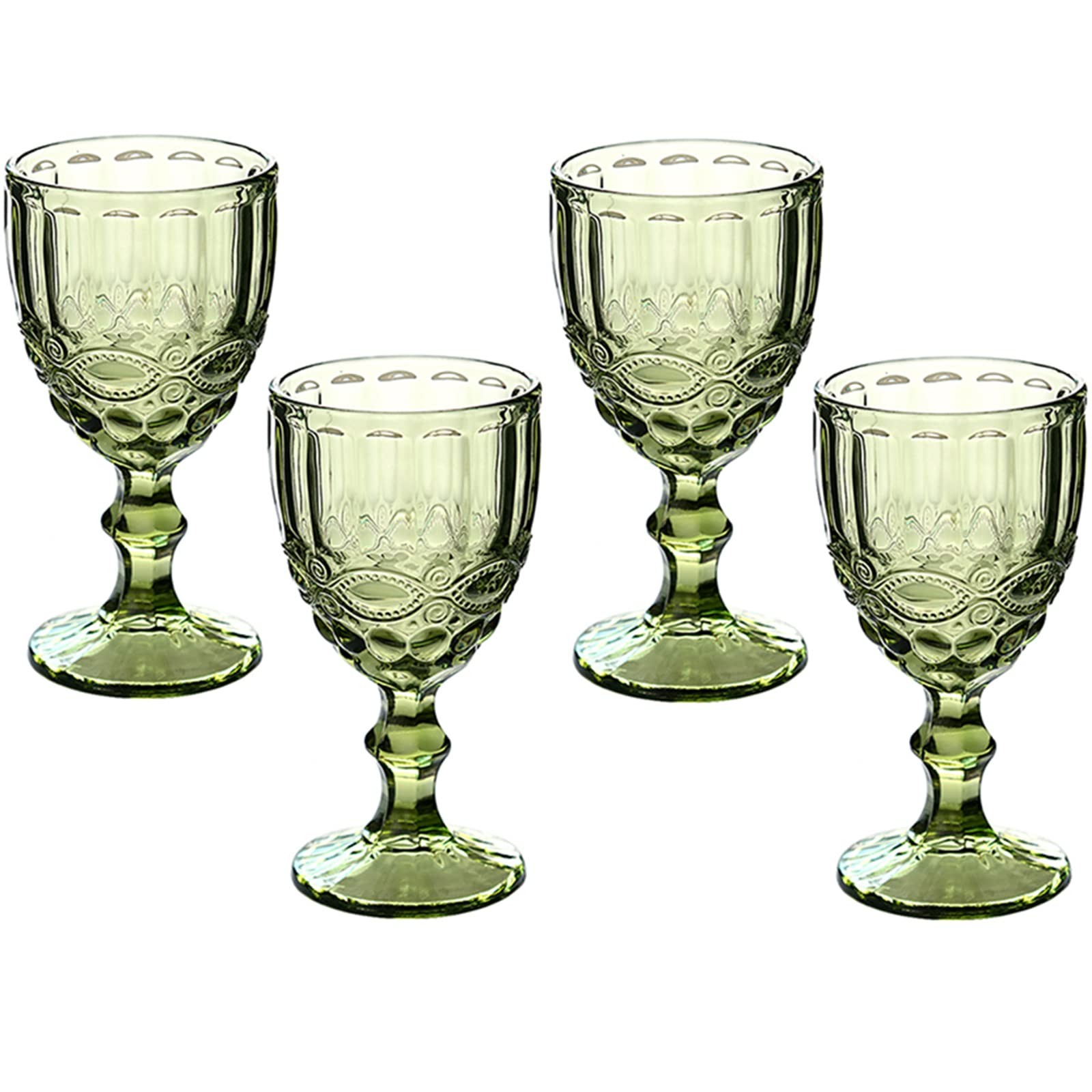 Taganov Green Wine Glasses Set 4 Vintage Glassware Drinking Water Goblets 10 OZ